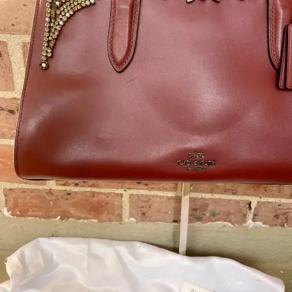 Coach x Selena Gomez Collection Bond Bow Bag Satchel Burgundy handbag purse - Picture 3 of 16